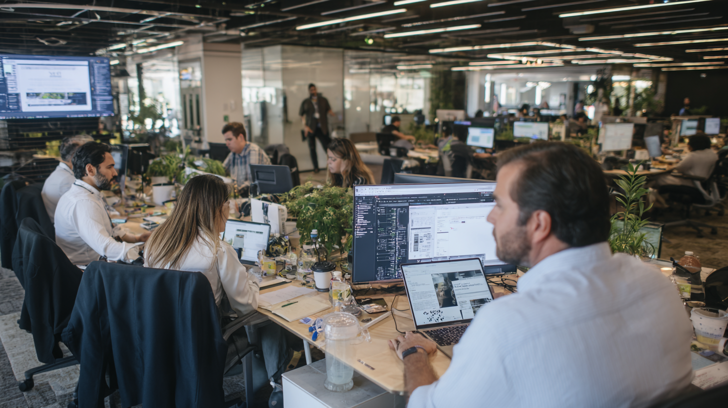 Cross-functional software engineers analyzing product roadmap and performance data